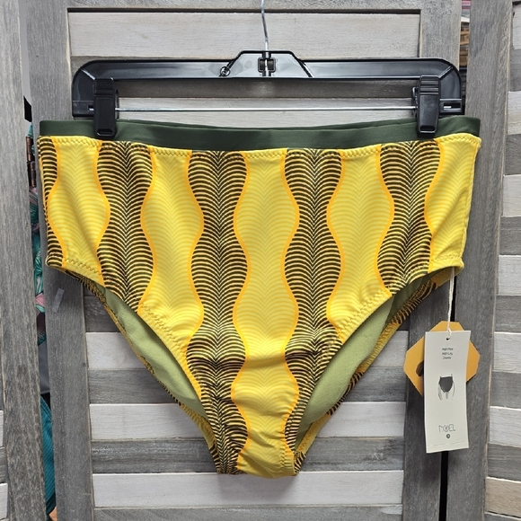 Women's Micro Wave High Leg Cheeky High Waist Bikini Bottom | Fe Noel | Medium - Picture 1 of 7